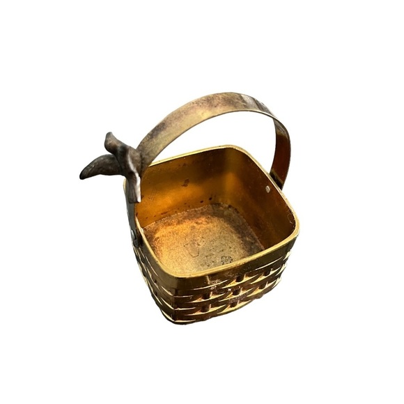 Aldon Japan Woven Brass Basket Trinket Dish with Bird - Picture 2 of 7